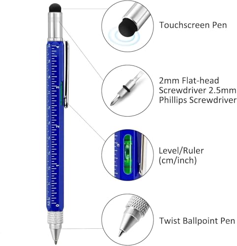Image of 6 in 1 Multi-tool Pen,Construction Office Supplies,multi functional Tool Pen Screwdriver Ruler,Levelgauge Ruler,Ballpoint Pen Refills, Unique Gifts for Men
