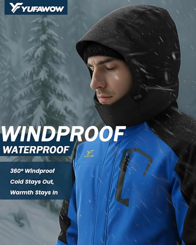 Image of Yufawow Men's Ski Jacket Waterproof Warm Snowboard Jacket Insulated Winter Coat for Outdoor Cold Weather Sports Work