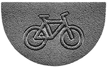 Nicoman Embossed Halfmoon Half Circle Door Mat Dirt-Trapper Jet-Washable Doormat 70x44cm (Grey, HEART Shape) - Use Indoor or Sheltered Outdoor