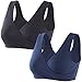 ZUMIY Nahtloser Still BH ohne Bügel, Maternity Nursing Bras Schwangerschafts-BH und Stillzeit Unterwäsche Stillen und Schlaf Ohne Bügel für Damen (L,Black+Navy blue/2pack)
