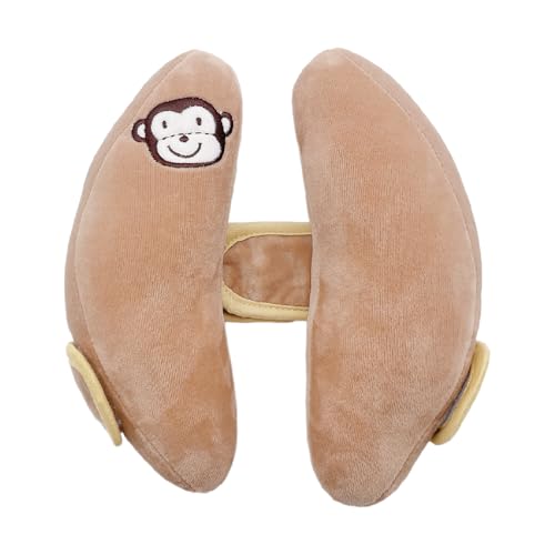 StoHua Baby Travel Pillow for Infant Car Seat, Adjustable Infant Head Neck Support, Portable Stroller Headrest Pillow for Toddler, Banana Baby Travel Headrest Pillow for Pushchair, Swings, Brown