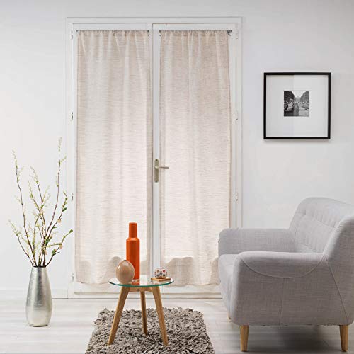 Douceur d'Intérieur PAIRE DROITE PASSE TRINGLE 2 x 70 x 200 CM VOILE TISSE MILZA BEIGE