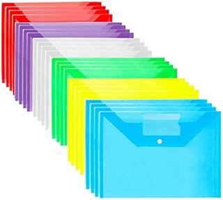 Plastic Wallets - A4 Plastic Folders with Popper Wallet Document Folder 24 Pack