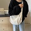 Halbmond Tasche Damen, Baumwollcord Crossbody mit Verstellbarer Schultergurt, Casual Half Moon Bag, Einfarbige Tragbare Moon Bag für Arbeit, Alltag (A) #5