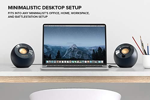 Creative Pebble V2 - Altoparlanti da scrivania alimentati da USB-C 2.0, ingresso AUX da 3,5 mm, alimentazione RMS fino a 8 W per computer, adattatore di tipo A in dotazione e prolunga (nera)