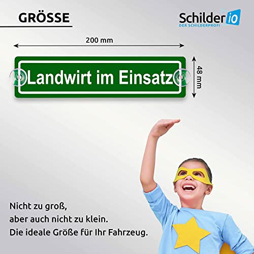 Schilderio Premium Saugnapfschild Landwirt im Einsatz 3 mm Acrylglas ca 200x50 mm Landwirt im Einsatz Schild Auto mit 2 Saugnäpfen 20 mm Autoschild Landwirt zur Befestigung an Autoscheiben von innen