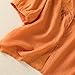 Womens 3/4 Sleeve Tops Button Down Crew Neck Retro Floral Embroidered Top Boho Dressy Casual Blouses Summer Clothing Orange XXL