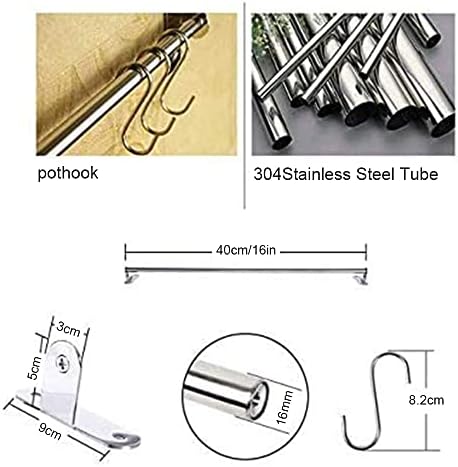 304 Stainless Steel Kitchen Utensil Holder - Wall Mounted Hanging Rack, 80cm Kitchen Storage Organizer for Pots, Tools, and Accessories - Durable, Space-Saving Design