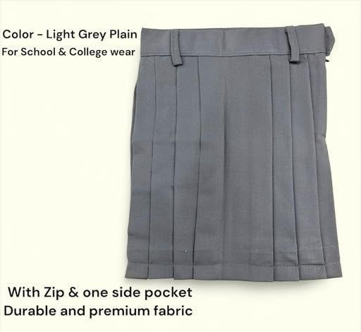 School Uniform Light Grey Skirt for Girls, Cotton Polyester Blend Pleated Skirt with Adjustable Waist, Comfortable, Durable & Easy-Care School Wear Skirt Student Uniform Bottom Wear.12-13 Years 1