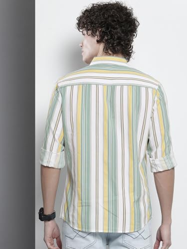 Image of The Indian Garage Co Men Regular Fit Striped Full Sleeves Cutaway Collar Casual Shirt