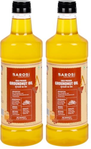 Image of BAROSI [Cold Pressed Groundnut Oil - 1L] | Kachi Ghani Peanut Oil |Pure, Natural & Organic, Unrefined Wood Pressed for Healthy Cooking| Helps Lower Cholesterol, Goodness of Omega 6 & Authentic Seed Flavour