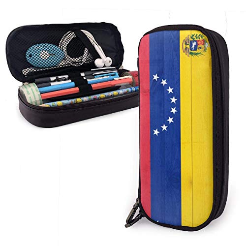 Estuche Escolar de Gran Capacidad, Bolsa de Lápiz Organizador para Material Papelería con Cremallera Doble Textura de tableros de bandera de Venezuela para Hombre Mujer Estudiante en Escuela Oficina