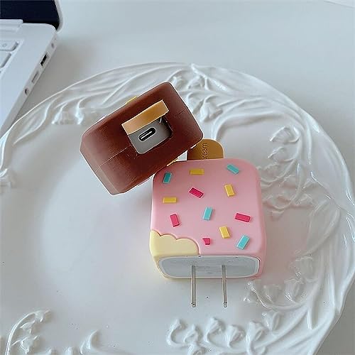Image of Protective Charger Case for iPhone 18W 20W iPhone 17 16 15 14 13 12 11 Pro Max Charging Cable Charger Protective Cover Data Cable Protective Sleeve-Icecream Pink