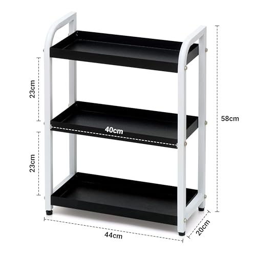 Image of Livzing Metal 3 Tier Spice Rack for Kitchen Space Saving Countertop Storage Racks Cosmetics Organizer Kitchen Shelf Bathroom Organizer Stand Multipurpose Tiered Shelves With Plastic Hooks - White