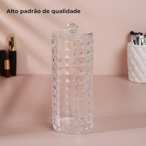 Porta Algodão em Disco Organizador Limpeza Maquiagem Porta Algodão em Acrílico (Illusion)