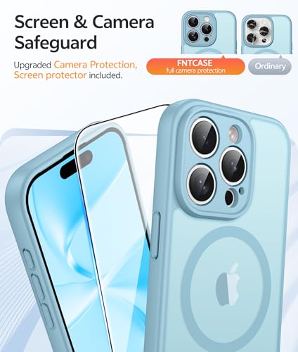 Image of FNTCASE for iPhone 15 Pro Max Case: [Compatible with Magsafe] Translucent Matte Cases with [Full Camera Protection] [Screen Protector] Military Grade Shockproof Protective Phone Cover - Teal