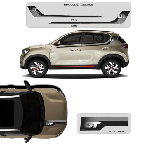 Image of GT Edition Decal Made for Kia Sonet | Colour - Beige Gold | Size - 30.5 x 7 cm