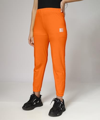 Image of KYDA KIDS Girls Mid Rise 100% Pure Cotton Track Pants | Regular Fit Elastic Waist Casual Wear | Soft Comfortable Kids Trousers (Pack of 2)