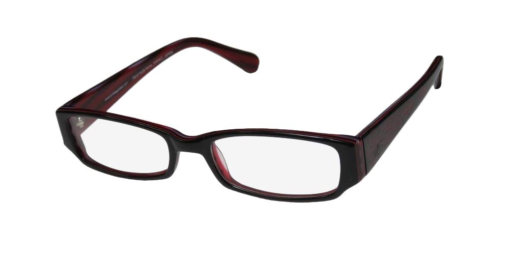 Kimiko803 For Ladies/Women Designer Full-Rim Shape Style Trendy Made In Japan Eyeglasses/Spectacles (50-17-0, Black/Red)