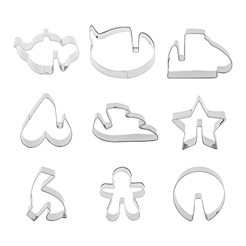 Motzu 9 Pieces Cutters Set For Biscuits - Stainless Steel Cutter For Biscuits - Easy To Clean - Ideal For Fruit Cookies Fondant Cakes Dough Sandwich Bread Vegetables #TOP27