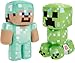 Mattel Minecraft Plush Figure 2-Pack, Steve in Diamond Armor & Charged Creeper Set, Soft Character Dolls in 8-inch Scale