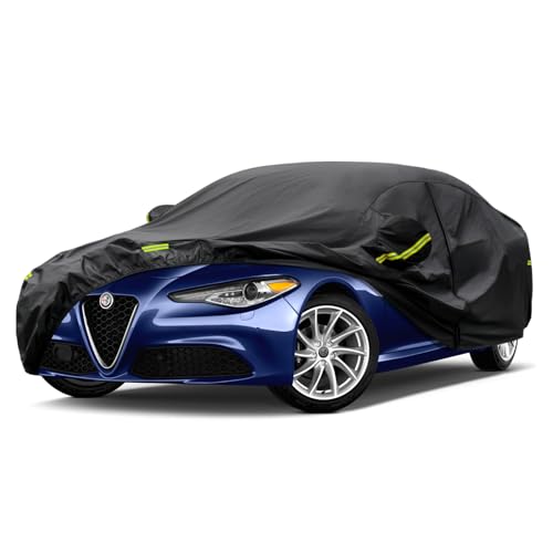 Image of Kaugung 7 Layers Car Cover Custom Fit Alfa Romeo Giulietta (2010-2020), Waterproof All Weather Resistant Outdoor Indoor Sun Rain Dust Snow Protection.(USA Warehouse,Within 3-7 Days) Black