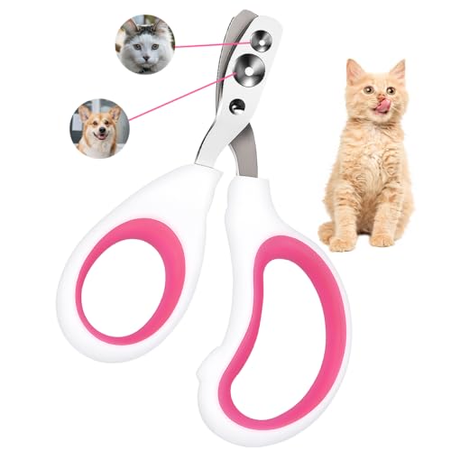 Cortauñas Gato, Profesional Corta Uñas Gatitos con Doble Hoja, Adecuado para Gatitos, Conejos, Cobayas, Cachorros, Animales Medianos y Pequeños (Rosa)