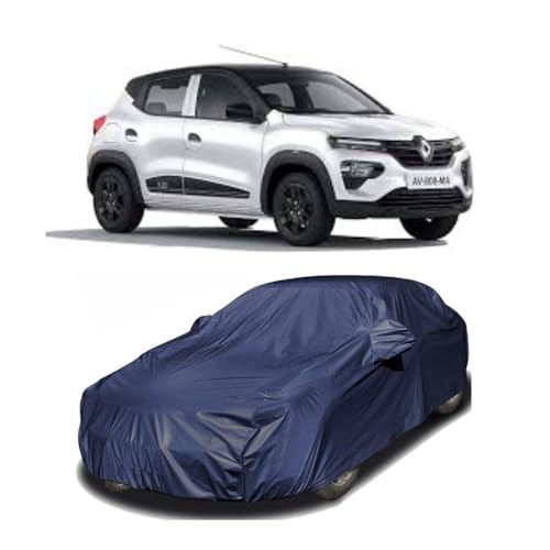 Image of Car Body Cover Compatible with Renault Kwid | Water, Dust & UV Protection | Mirror Pockets | Elastic Grip | Triple Stitch Kwid Car Cover (Blue)