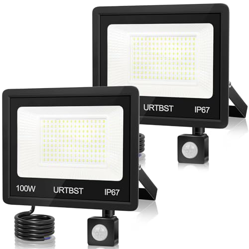 URTBST Projecteur LED Exterieur Detecteur de Mouvement,100W 10000LM Projecteur Exterieur