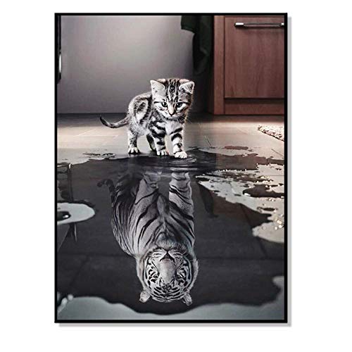 Art Moderne Mur Toile Affiche et Imprimer Drôle Chat Tigre Peinture Photo Murale pour Salon...