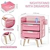 Amazon.com: SYKIARIOL Pink Nightstand,Cute End Table with Storage ...
