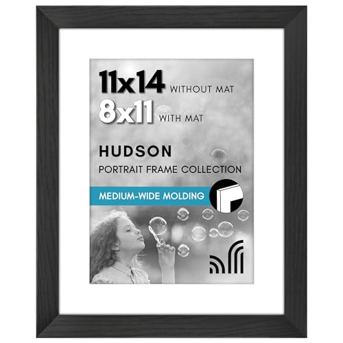 Americanflat 11x14 Picture Frame - Matted to 8x11 - Engineered Wood - Black