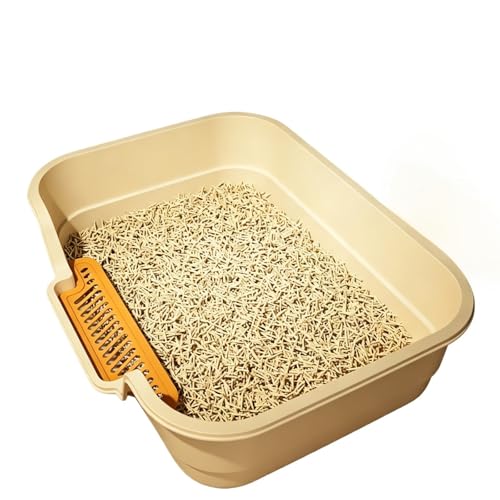 Arenero para gatos extra grande con entrada baja beige
