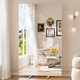 brisafe Großer Ganzkörperspiegel 200×120 cm, leicht & bruchsicher, drehbarer Standspiegel mit Rollen, mobil fahrbar, Glasloser Spiegel für Fitnessstudio, Tanzstudio, Yoga, Boutique & Home Gym,Weiß