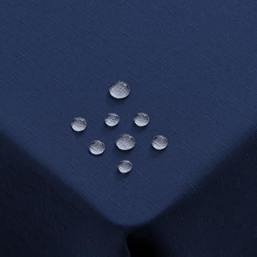 Homaxy Leinendeckeoptik Tischdecke Abwaschbar Eckig 100x140cm, Tischtuch Leinendecke Wasserabweisend Abwischbare, Lotuseffekt Dreckabweisend Tischwäsche Tafeldecke, Dunkelblau