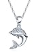 Yumilok 925 Sterling Silber Zirkonia Zierlicher Delfin Delphin Anhänger Halskette Kette mit Anhänger für Damen Kinder Delfine Liebhaber