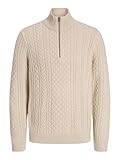 JACK & JONES Jprblusean Knit Cable Half Zip Sn, Doublure argentée., M...