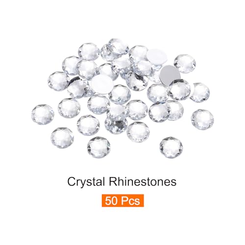 Image of MECCANIXITY Flat Back Round Acrylic Rhinestones,14mm White Flatback Crystal Rhinestones for Crafts Clothes Shoes DIY Decoration Gifts 50Pcs