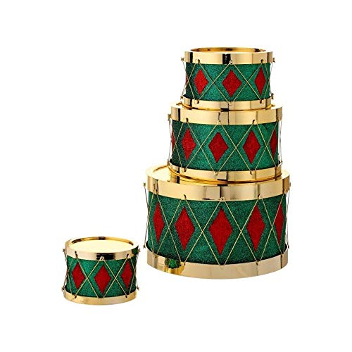 Image of Regency International Glitter Diamond Drum /Container, 4 Pieces, 5-11 inches, Red Green Gold, Plastic