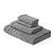 Modern Threads Oxford 6-Piece 100% Cotton Towel Set – Yarn Dyed Jacquard & Solid – Includes 2 Bath Towels, 2 Hand Towels, 2 Washcloths – Absorbent, Quick Dry, Soft & Durable – Gray