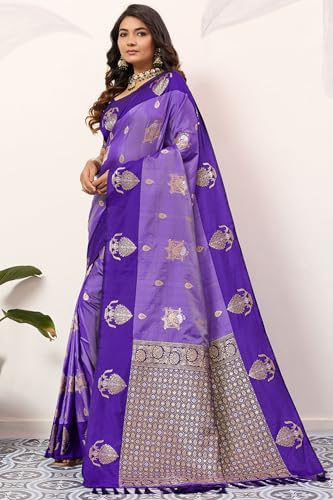 Image of SGF11 Women's Kanjivaram Pure Soft Silk Saree With Unstitched Blouse Piece