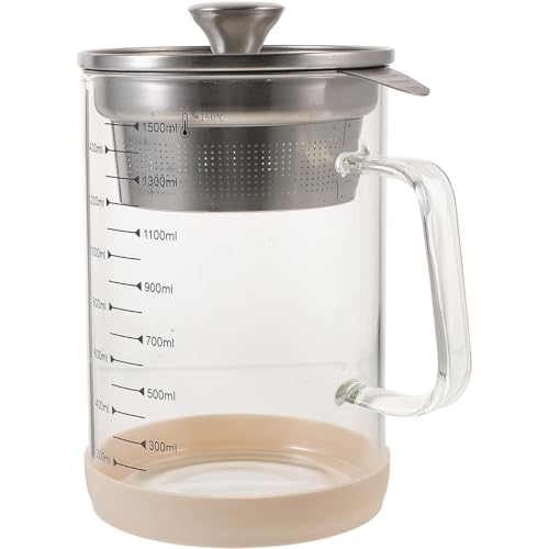 HOMSFOU 1500ml Stainless Steel Tea Jug and Soybean Milk Container with Fine Mesh Strainer - Ideal Kitchen Utensil for Efficient Juice and Milk Filtering