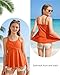 Ghteas Girls Athletic 2 Piece Swimsuits Swim Tank Tops with Removable Chest Pads and Shorts Fashion Swimming Suits Youth Girls Beach Swimwear 13-14 Years Orange