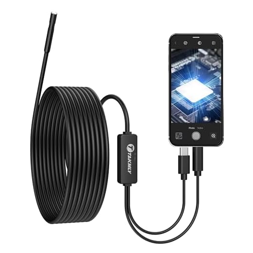 USB Endoscope for Otg Android Phone, Computer, 5.5 mm Borescope Inspection Snake Camera Waterproof with Micro USB, Type C, 16.4FT Semi-rigid Cord with 6 LED Lights, Compatible with Windows PC, MacBook