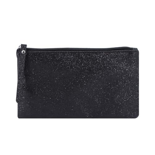 Celestial Glitter Makeup Pouch – Six Stunning Shades - Festive Cosmetic Bag (Twilight Black)