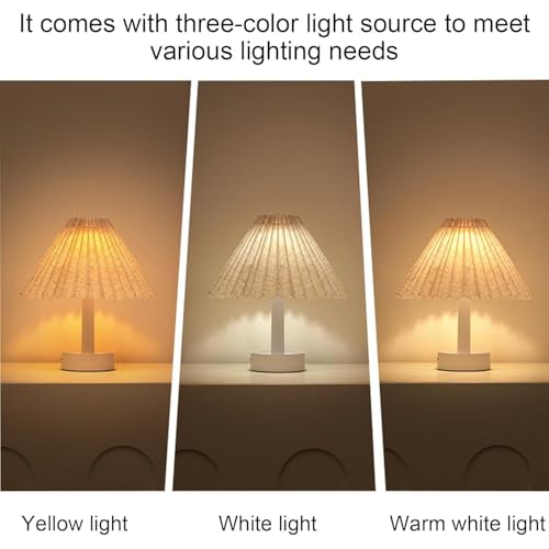 Image of NYRWANA Table Lamp | 1200mAh Battery | Home Decor, Lamp, Lamps for Living Room & Study, Umbrella Design, Stepless Dimming, 3 Colour Touch Control, USB-C Charging & Foldable (White)