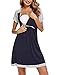 Hawiton Camisón Lactancia Mujer Algodón Vestido Corto de Maternidad Vestido Lactancia Maternidad Vestido Embarazada Algodón a Rayas Ropa de Dormir para Mujer Embarazada y Lactancia, Gris Claro, S