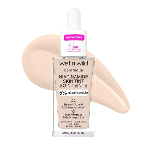 Image of wet n wild Bare Focus Skin Tint, 5% Niacinamide Enriched, Buildable Sheer Lightweight Coverage, Natural Radiant Finish, Hyaluronic & Vitamin Hydration Boost, Cruelty-Free & Vegan - Soft Ivory