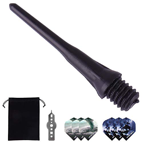 WIN.MAX Soft Tip Dart Points 500 Pack 2BA Plastic Thread Accessories Set Black with 6 Dart Flights/Dart Tool/Storage Bag