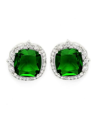 Image of Karatcart Women Green American Diamond Stud Earrings